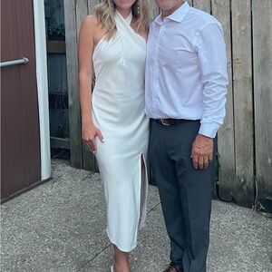 Lulus white satin midi cross halter